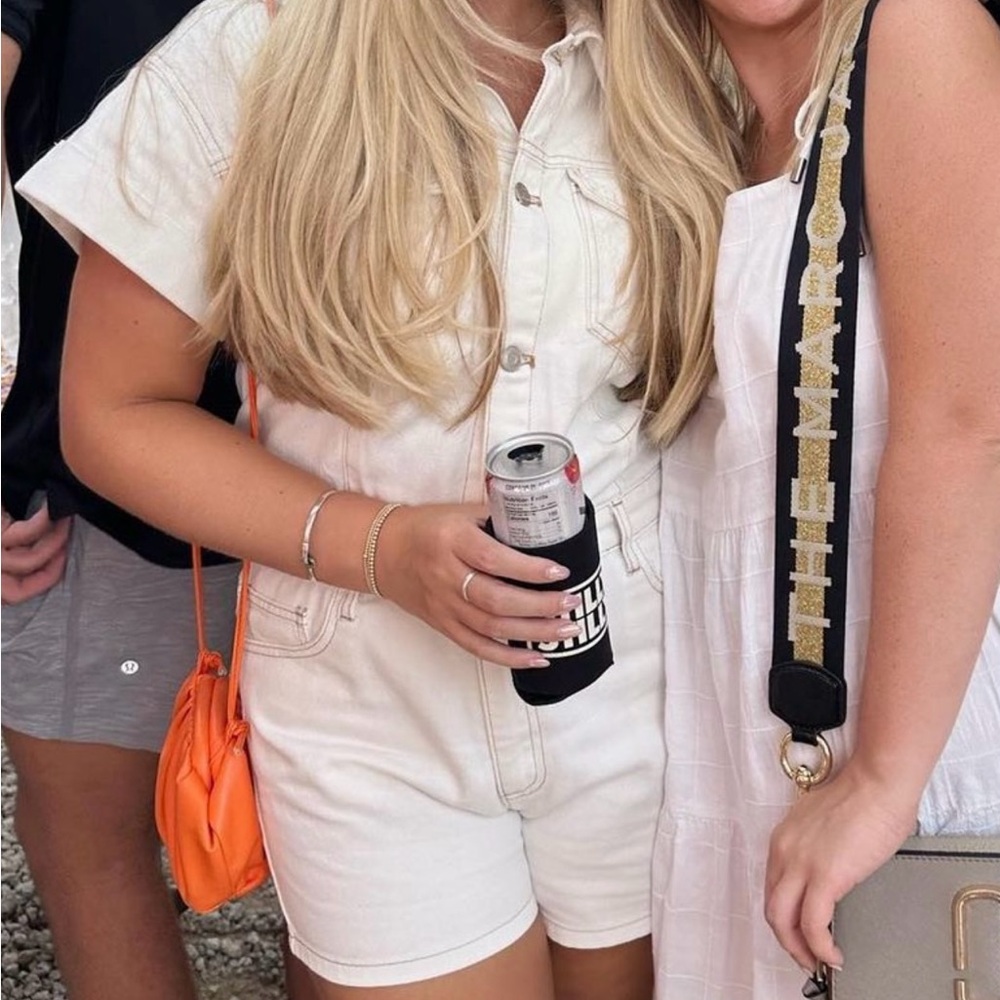 Short sleeve denim romper worn once